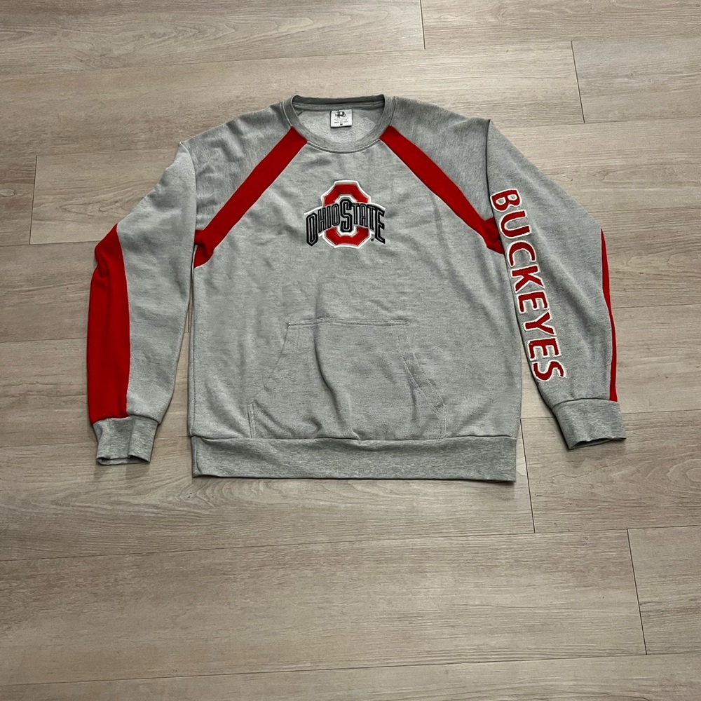 Retro Ohio State University Buckeyes Crewneck Kangaroo Pocket Sweatshirt